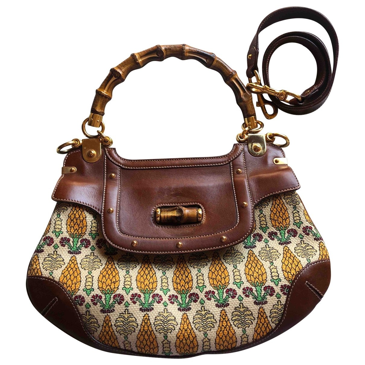 Gucci brown cloth handbag