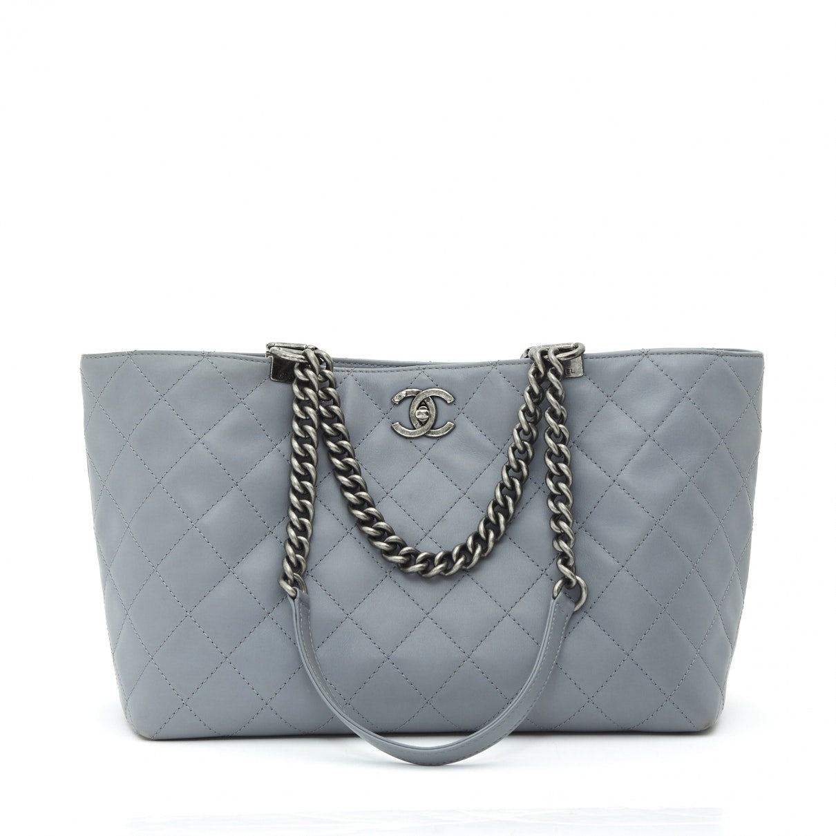 Chanel timeless/classique grey leather handbag