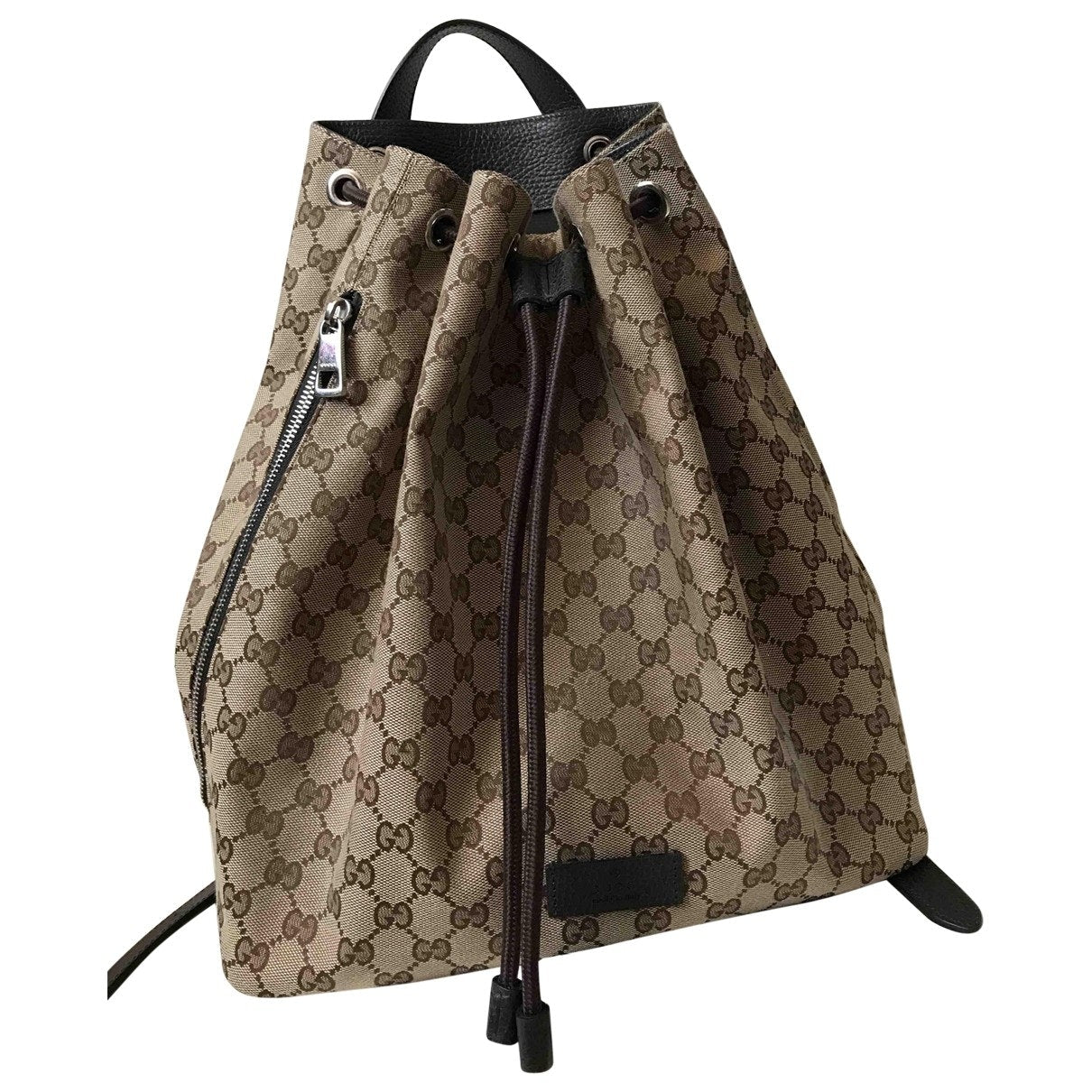 Gucci brown cloth backpacks
