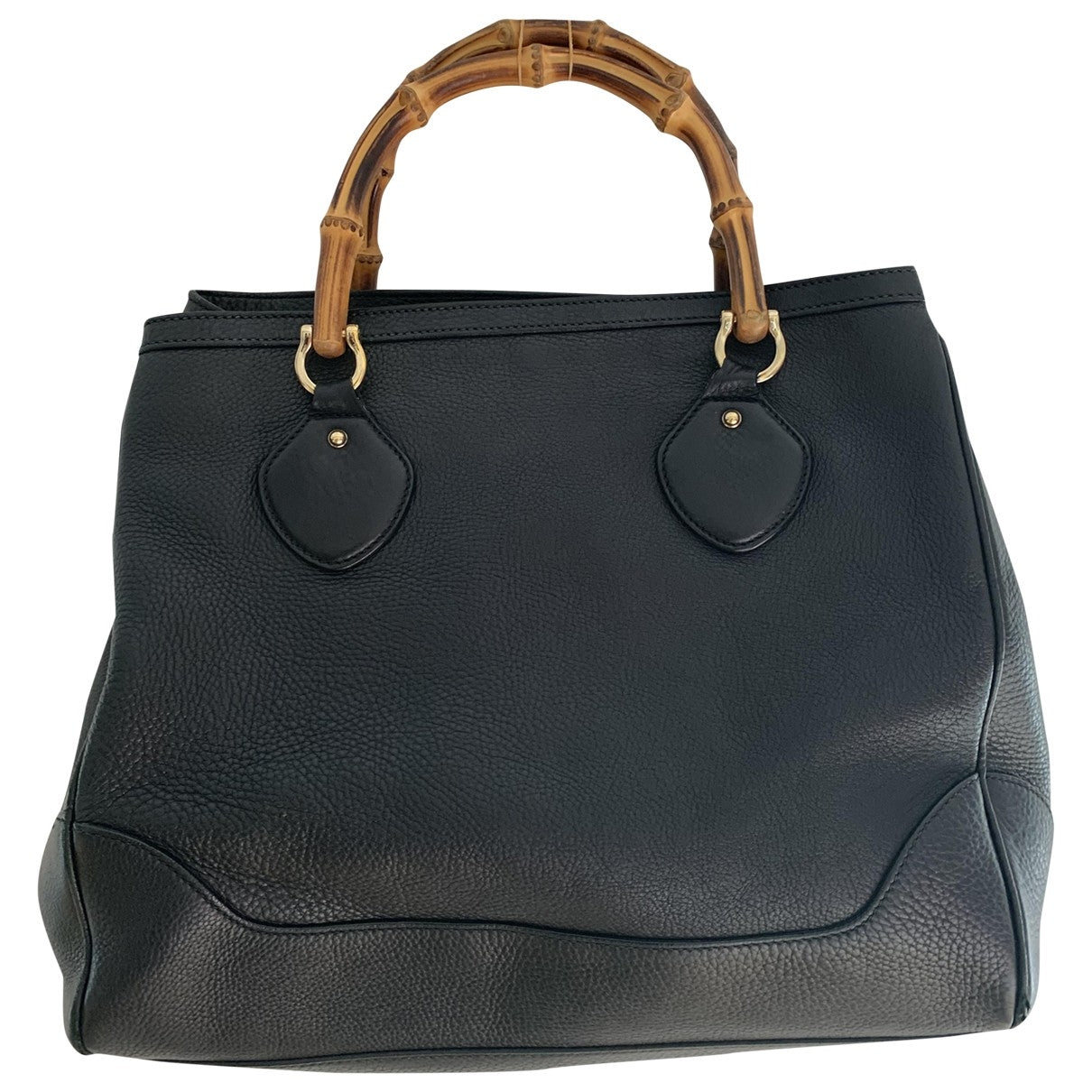 Gucci bamboo black leather handbag