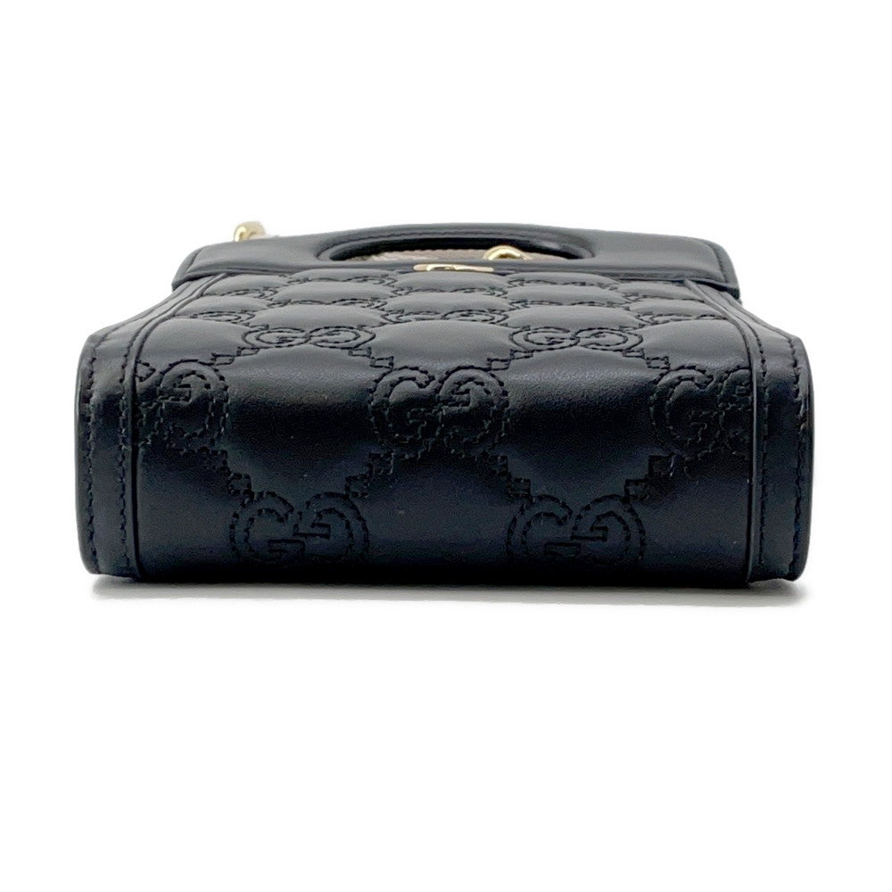 Gucci GGMatelasse 2WAY Black723776 Size Leather Mini Top Handle Shoulder Bag
