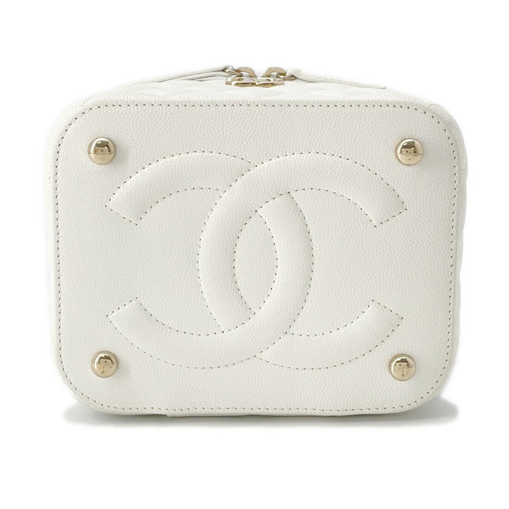 Chanel Matelasse Top Handle Vanity WhiteAS3171 Caviar Small Leather Handbag