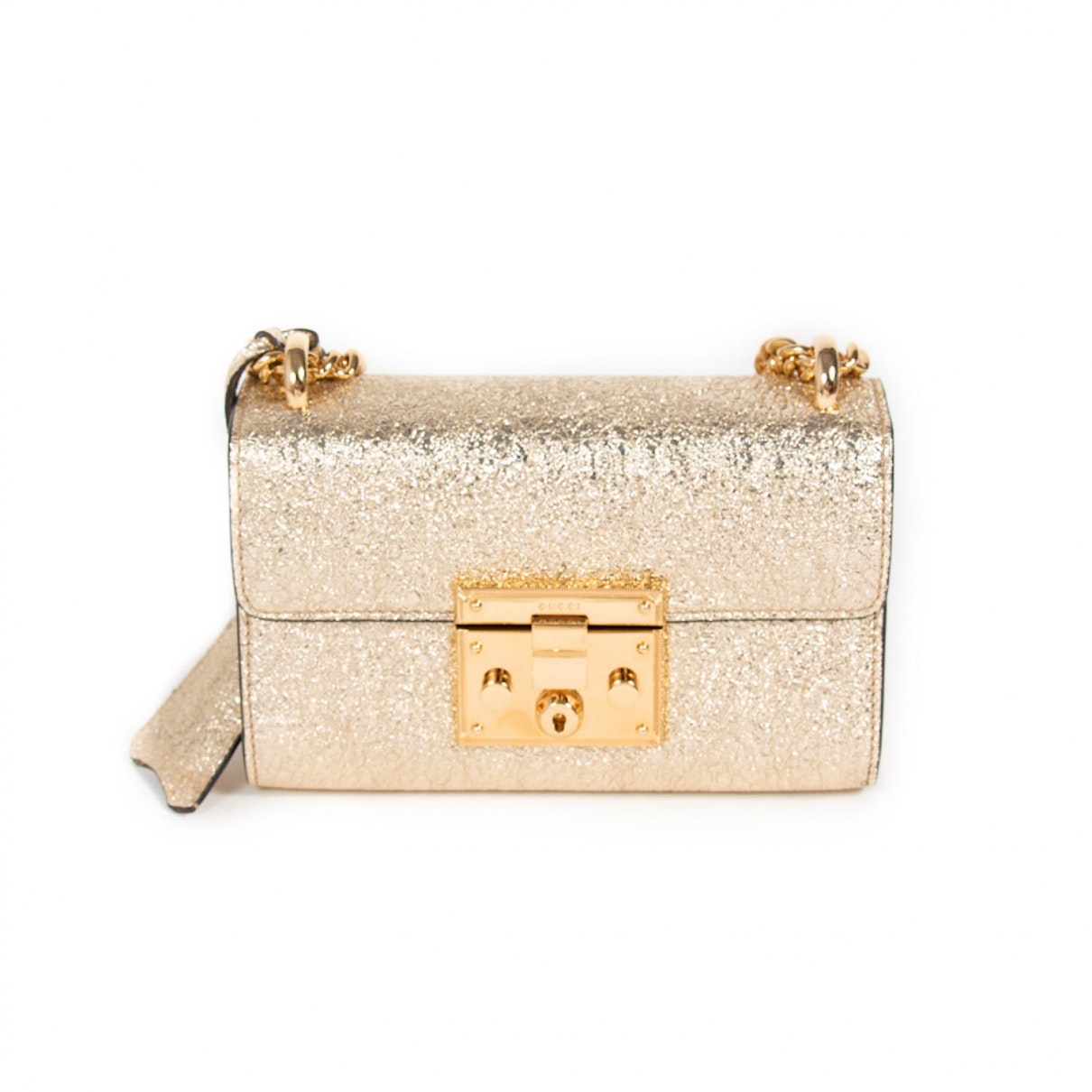 Gucci padlock gold leather handbag