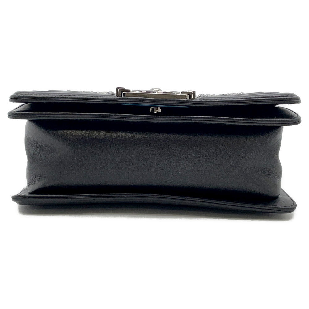 Chanel Boy ChainShoulder Lambskin Bijoux Black Silver Small Shoulder Bag