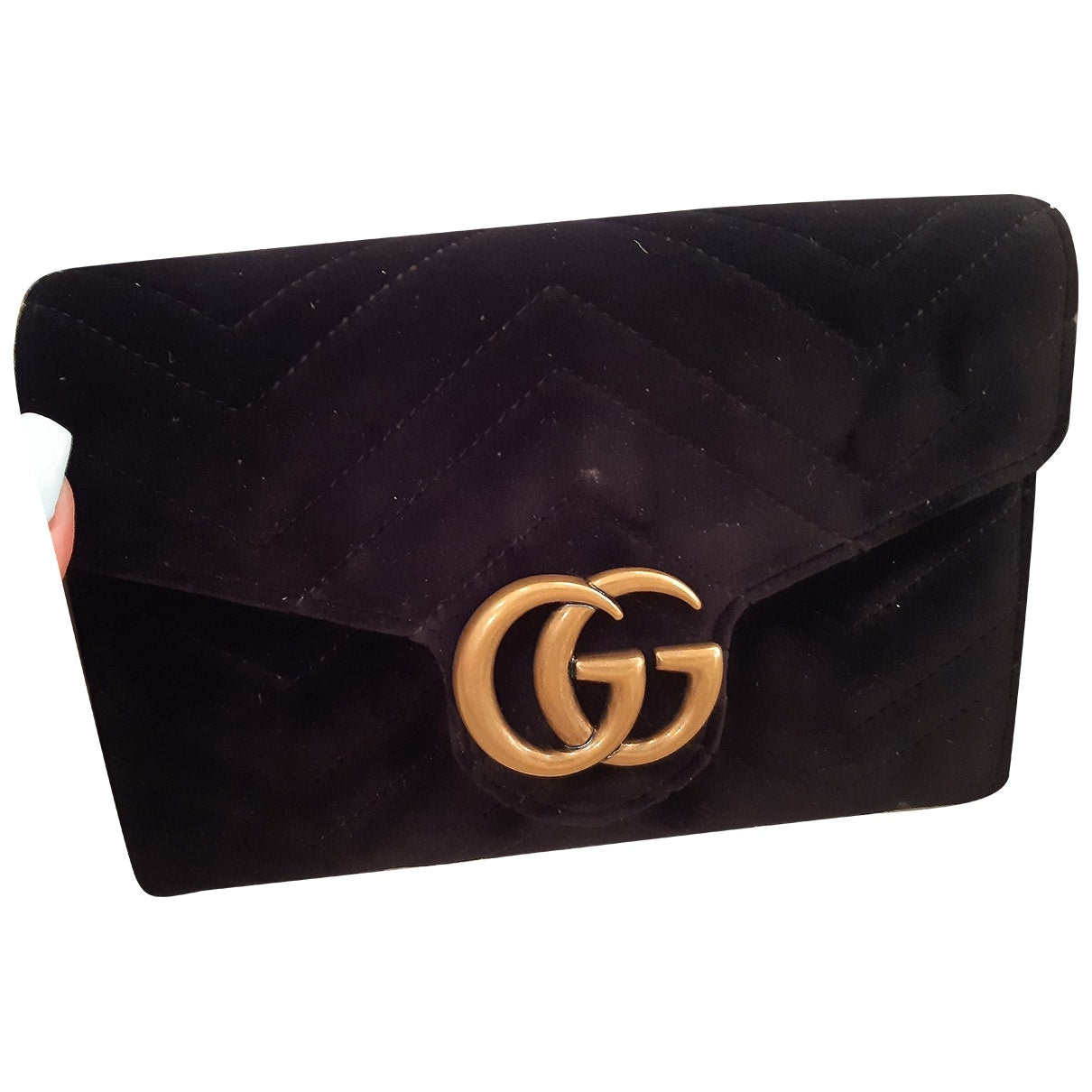 Gucci marmont black suede clutch bag