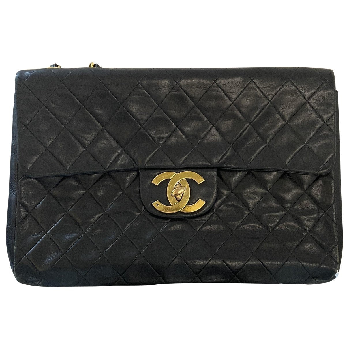 Chanel timeless/classique black leather handbag
