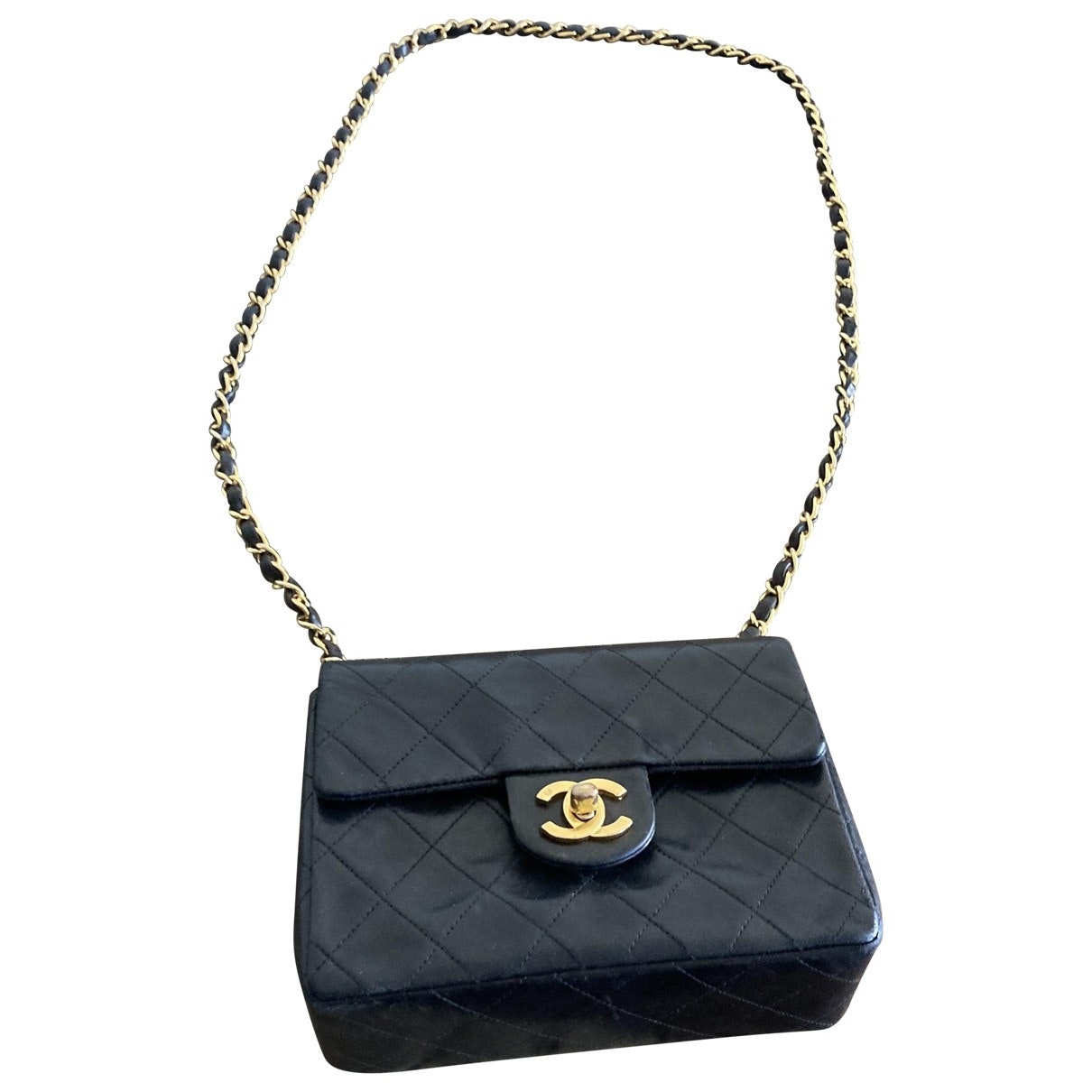Chanel timeless/classique black leather handbag