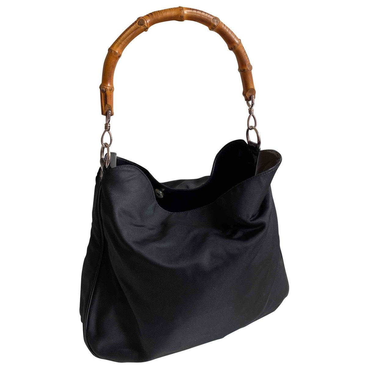 Gucci bamboo black cloth handbag