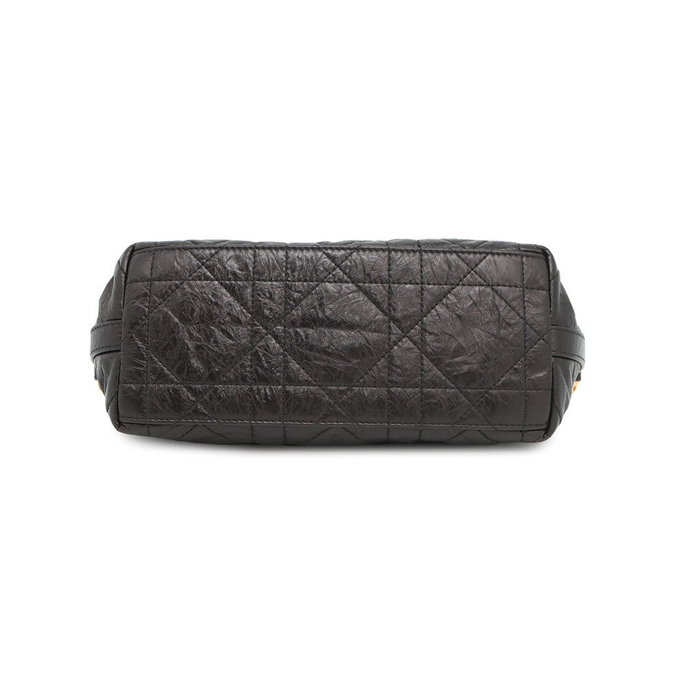 Dior star Hobo Bag Macrocannage Crinkled Blacks Unio Leather Travel Bag