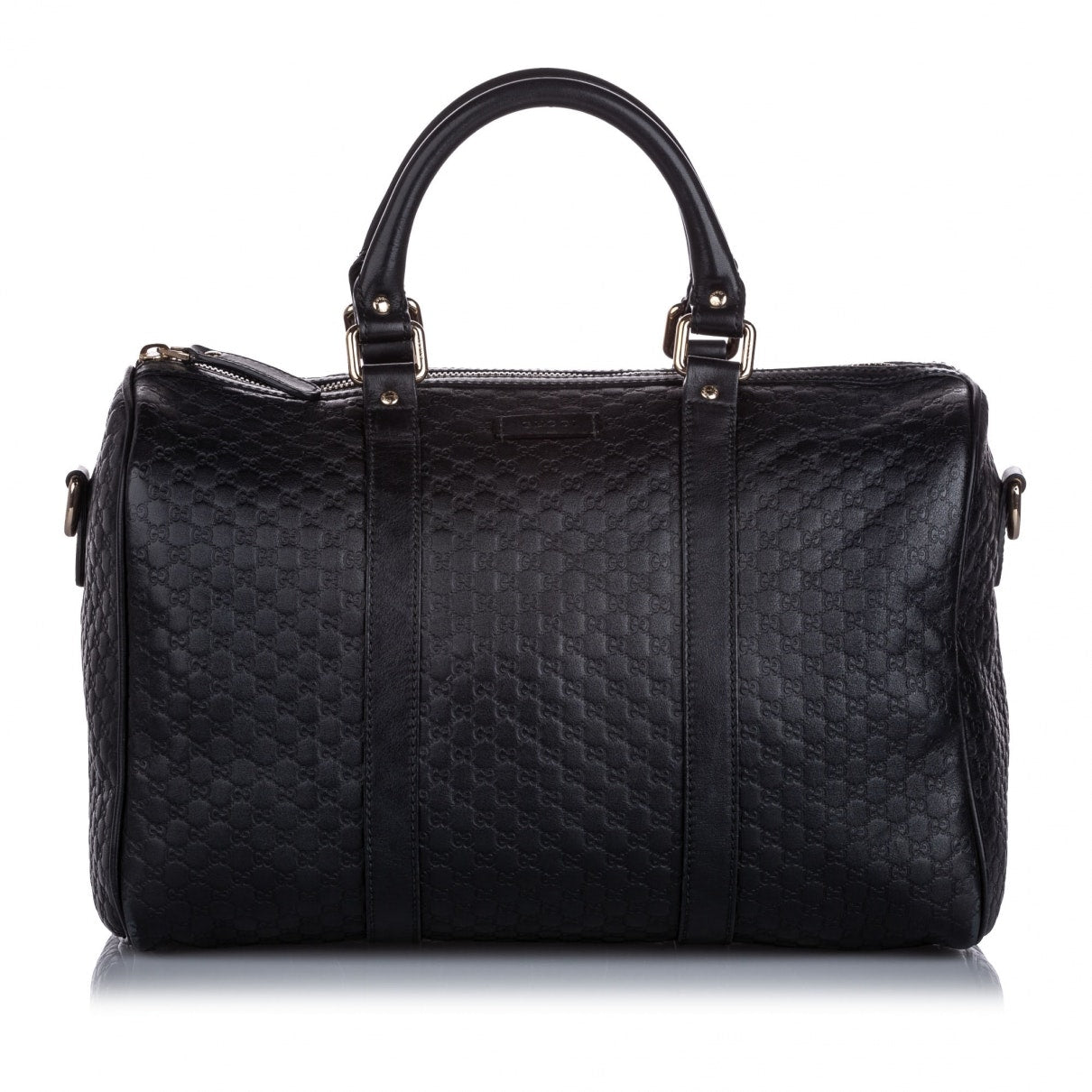 Gucci boston black leather travel bag