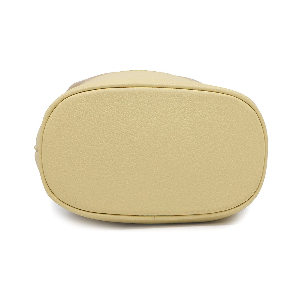 Gucci Yellow550620 GG Size Leather Canvas Mini Bucket Shoulder Bag
