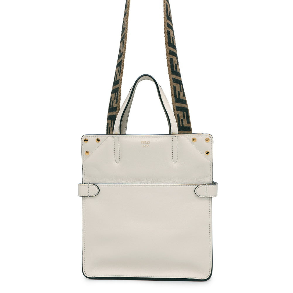 Fendi ?Flip White8BT306 Leather Small Handbag