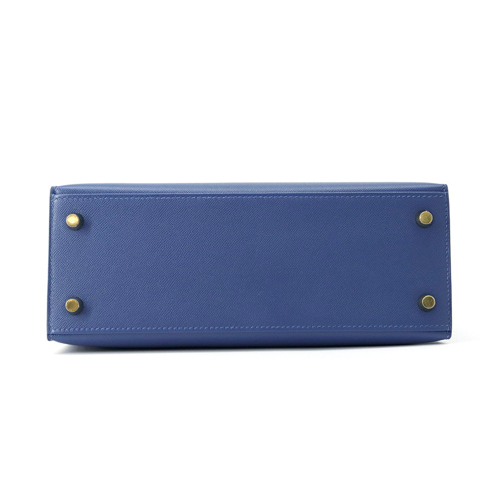 Kelly Sellier Tie Veau Madame Size Handbag Blue Travel Bag