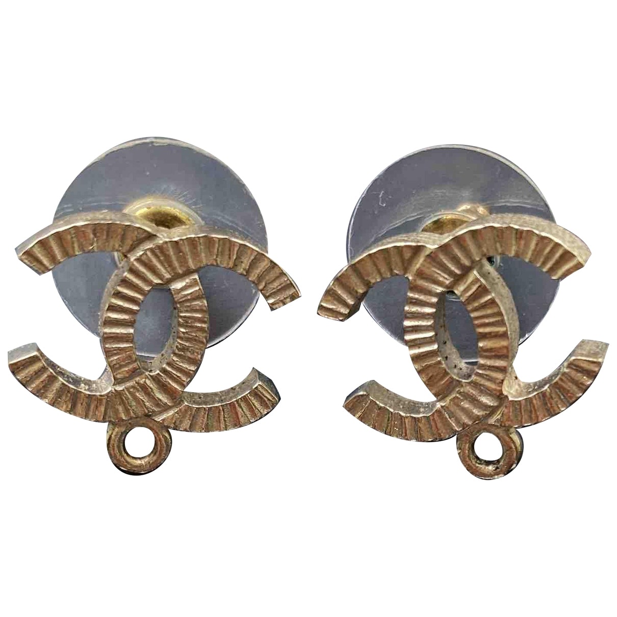 Chanel cc gold metal earrings