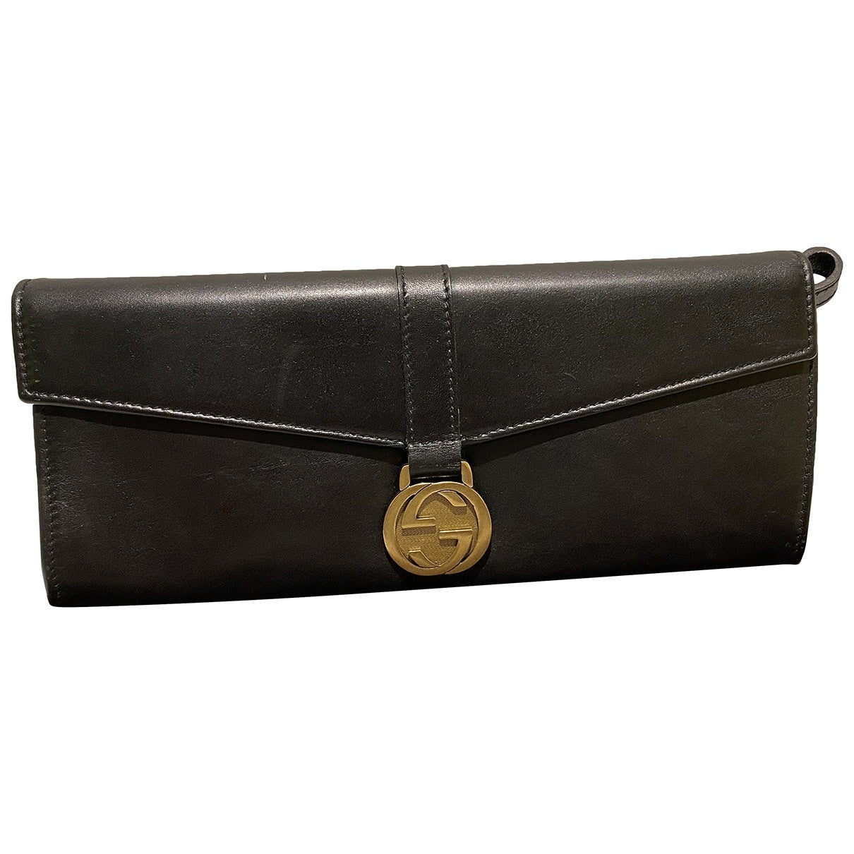 Gucci black leather clutch bag