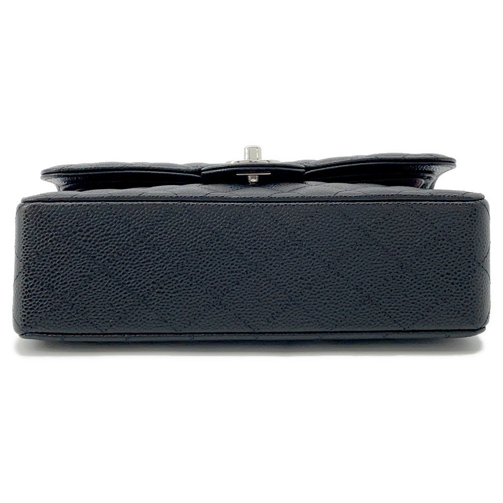 Chanel Matelasse W Flap ChainShoulder BlackA01113 Caviar Leather Shoulder Bag