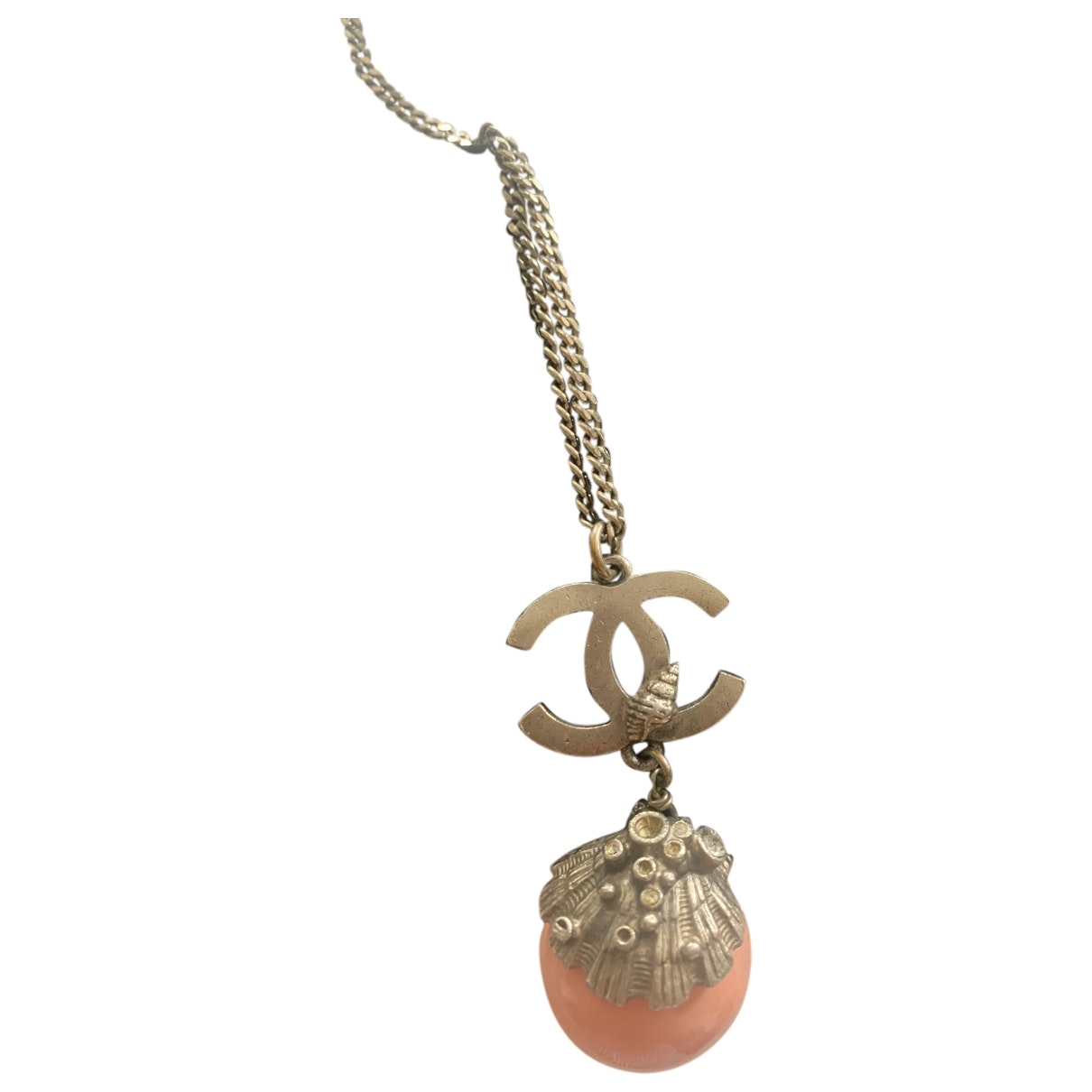 Chanel cc pink metal necklaces