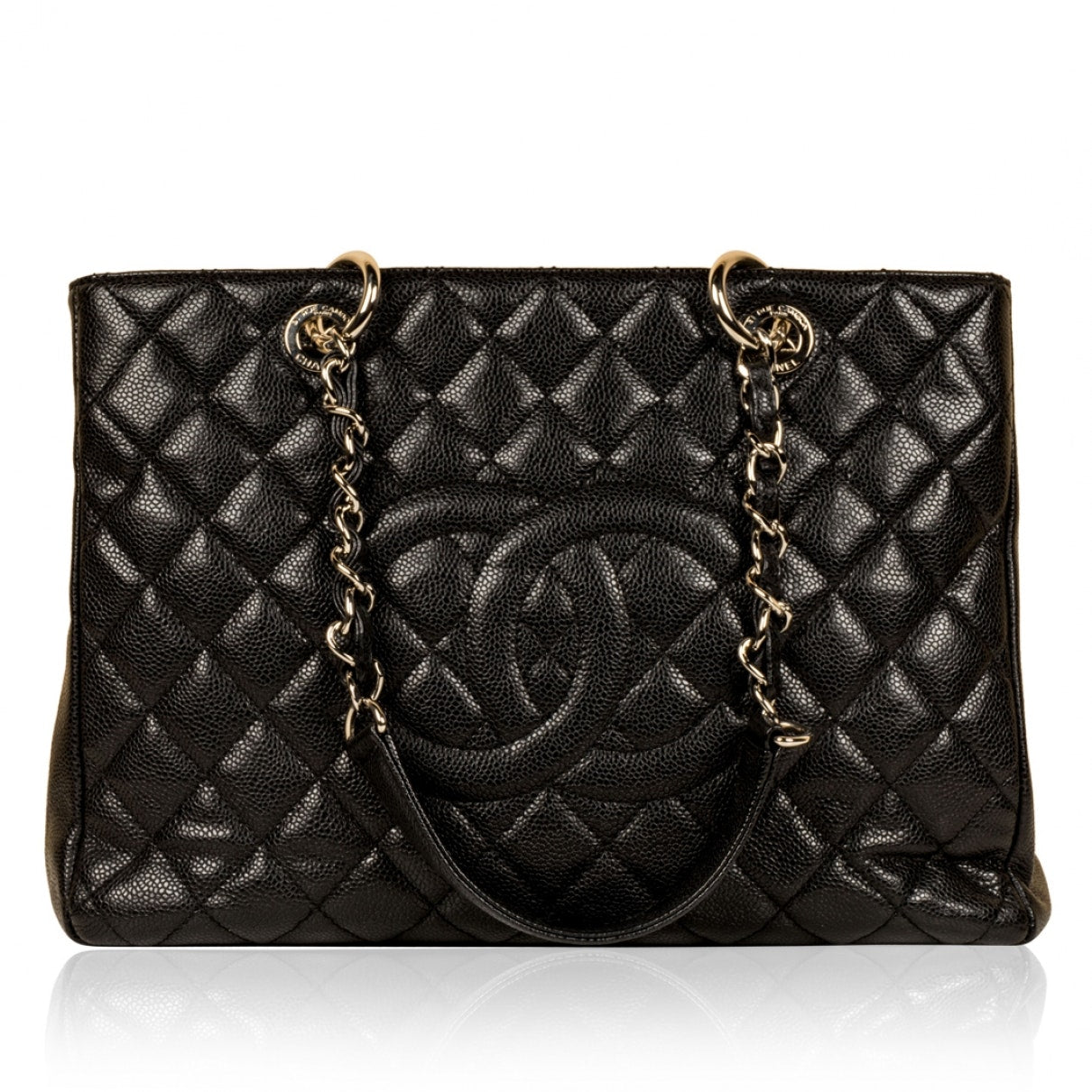 Chanel grand shopping black leather handbag