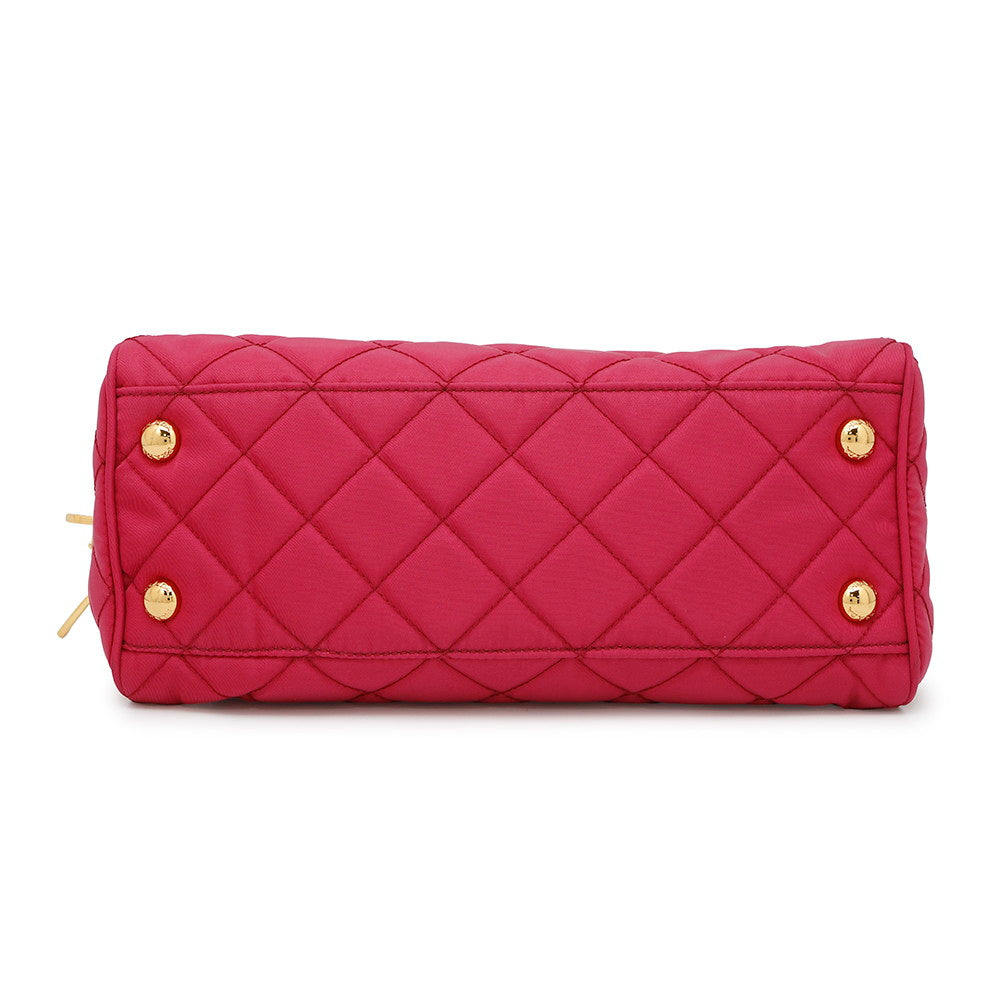 Chainshoulder Bag Pinkbr Nylon Quilted