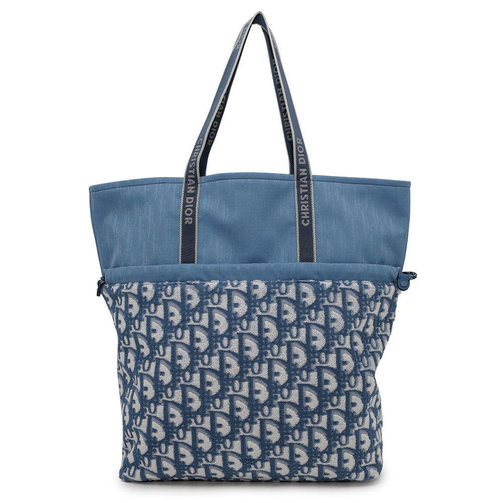 Dior Tote Bag ?Oblique Reversible Light Pile Canvas Blue