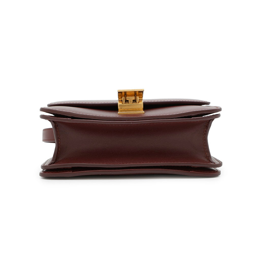 Classic Box Shoulder Bag Bordeaux Size Leather Small