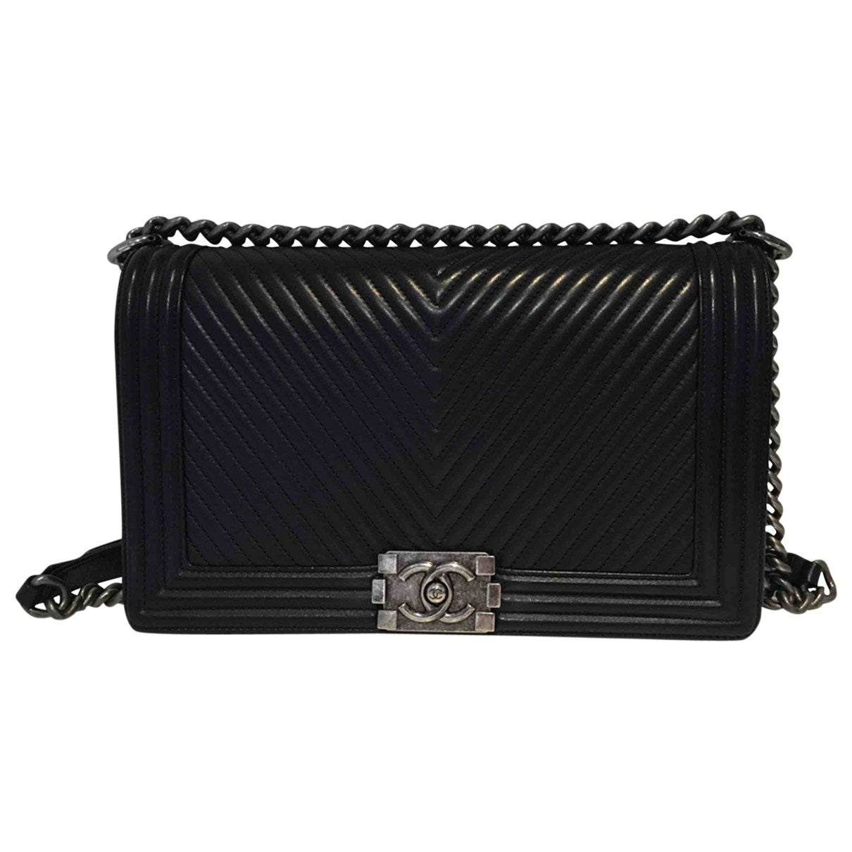 Chanel boy black leather handbag