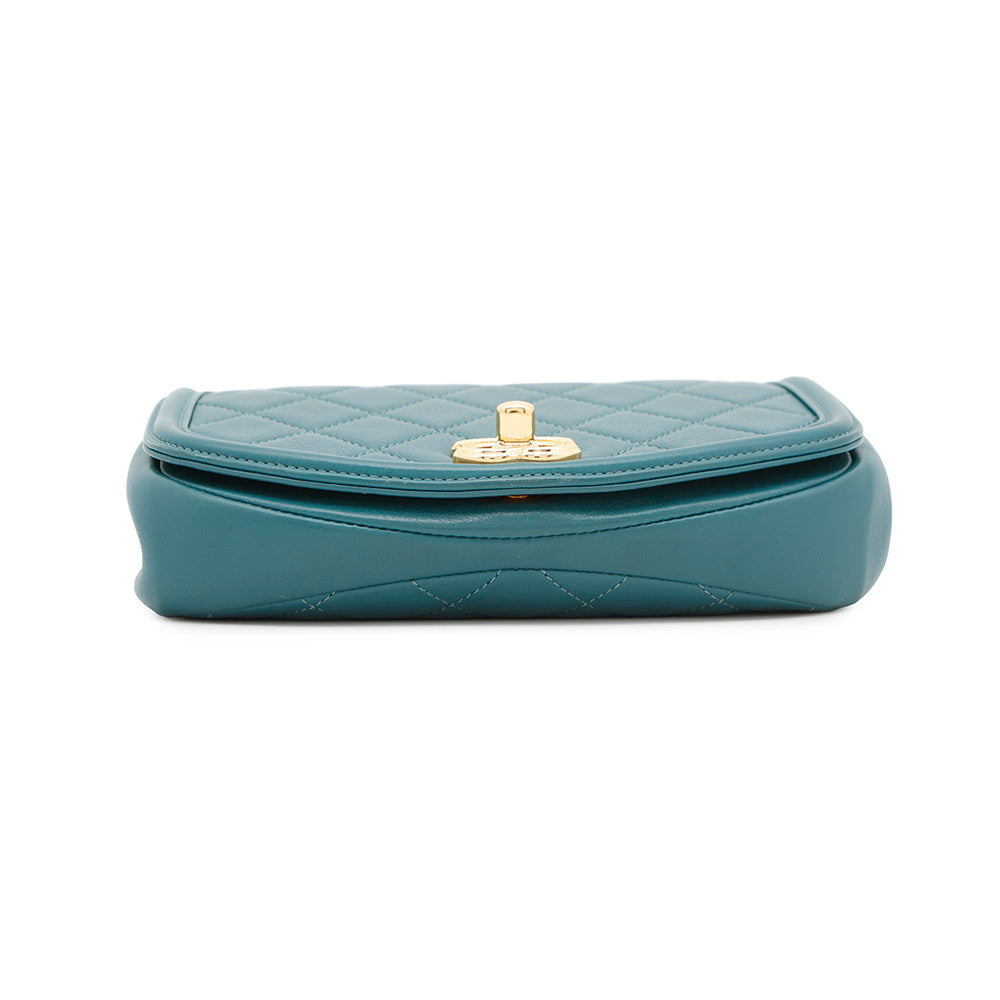 Chanel Matelasse Green Leather Shoulder Bag