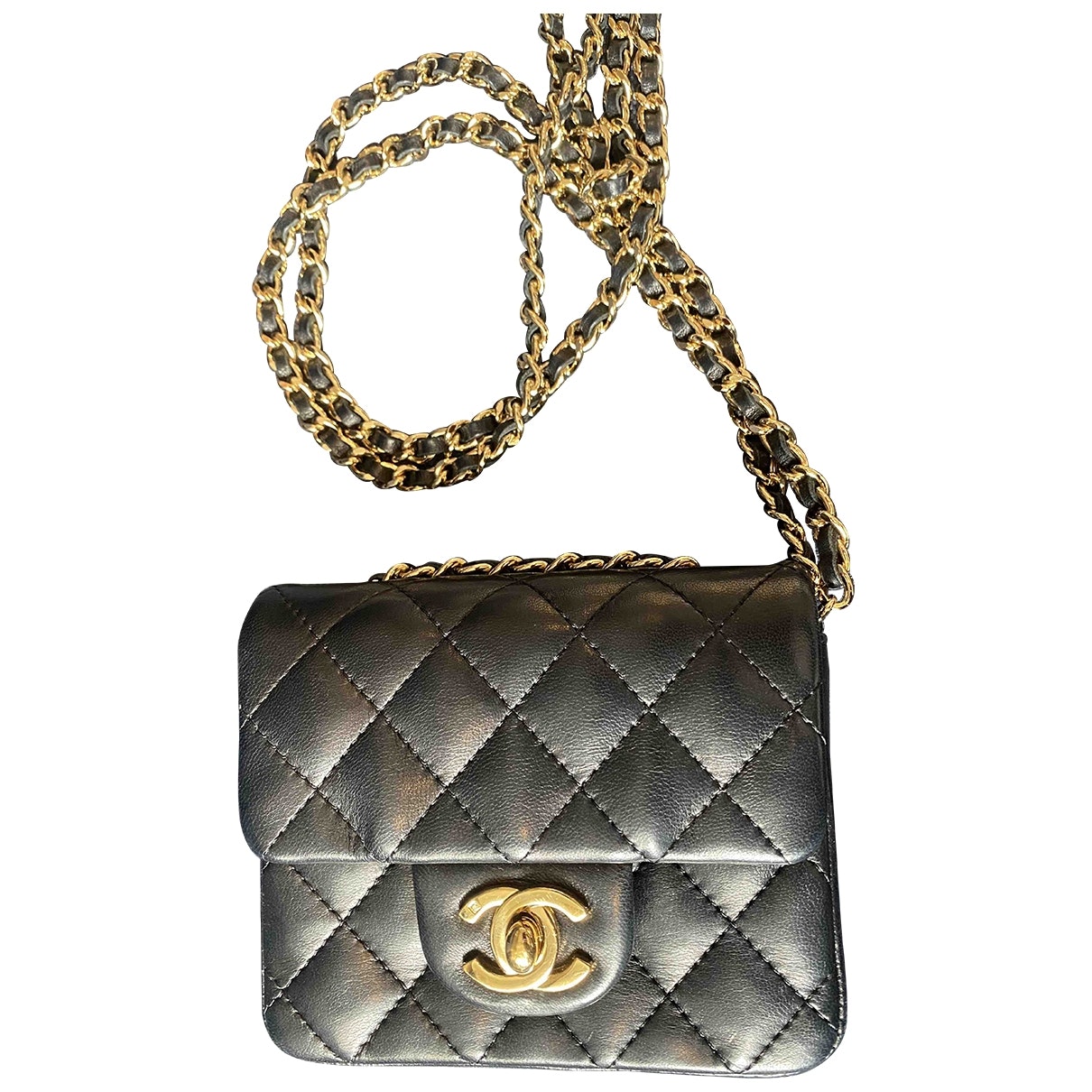 Chanel 2.55 black mongolian lamb handbag