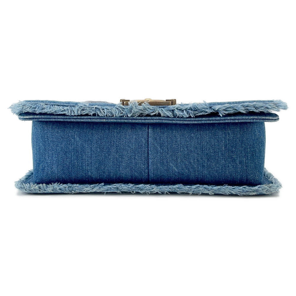 Chanel Boy Patchwork ChainShoulder BlueA92867 Denim Shoulder Bag