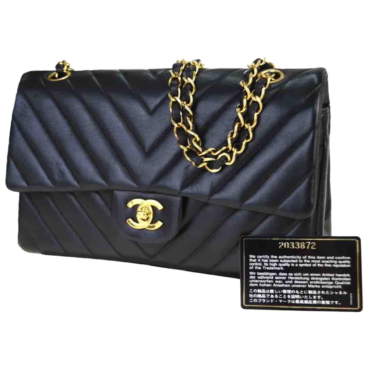 Chanel timeless/classique black leather handbag