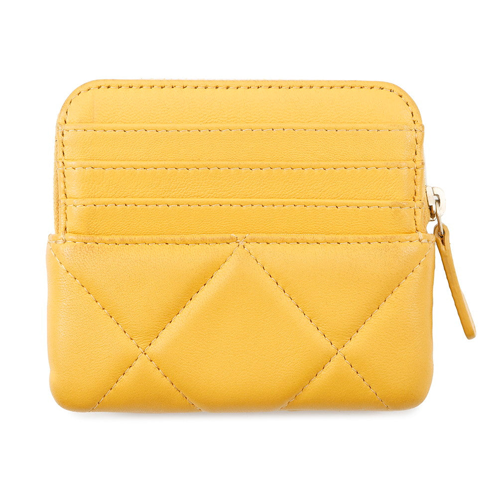 Chanel CHANEL19 Coin purse YellowAP2086 Lambskin Wallet Case