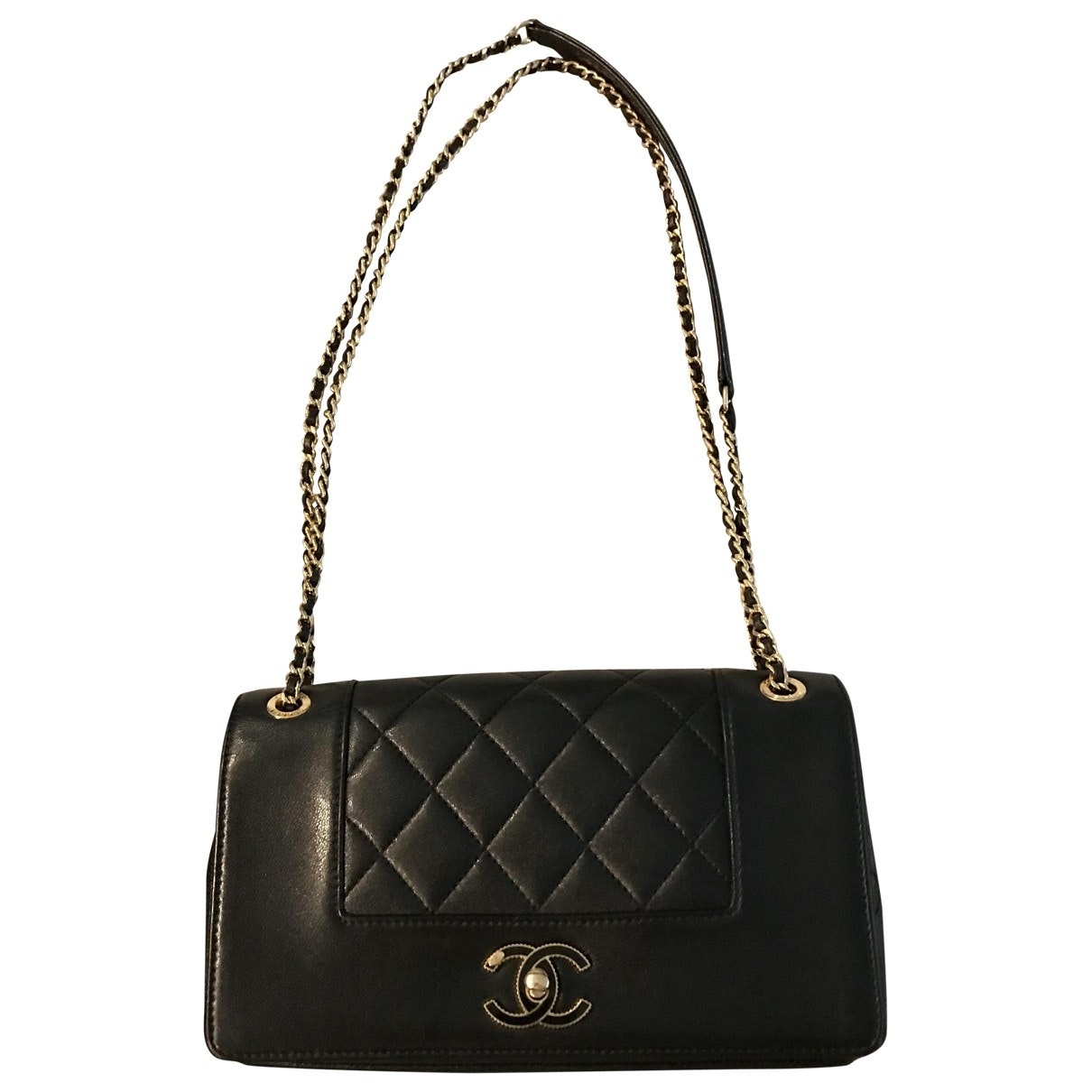 Chanel diana black leather handbag