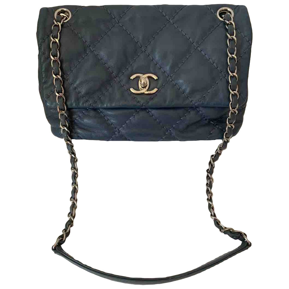 Chanel Timeless/classique Blue Leather Handbag