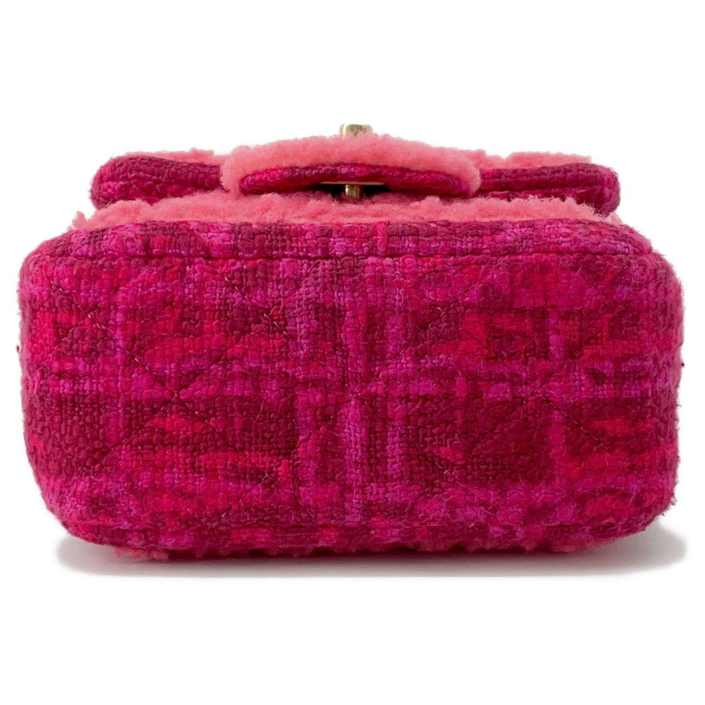 Chanel Matelasse ChainShoulder Tweed Boa Red Pink Shoulder Bag