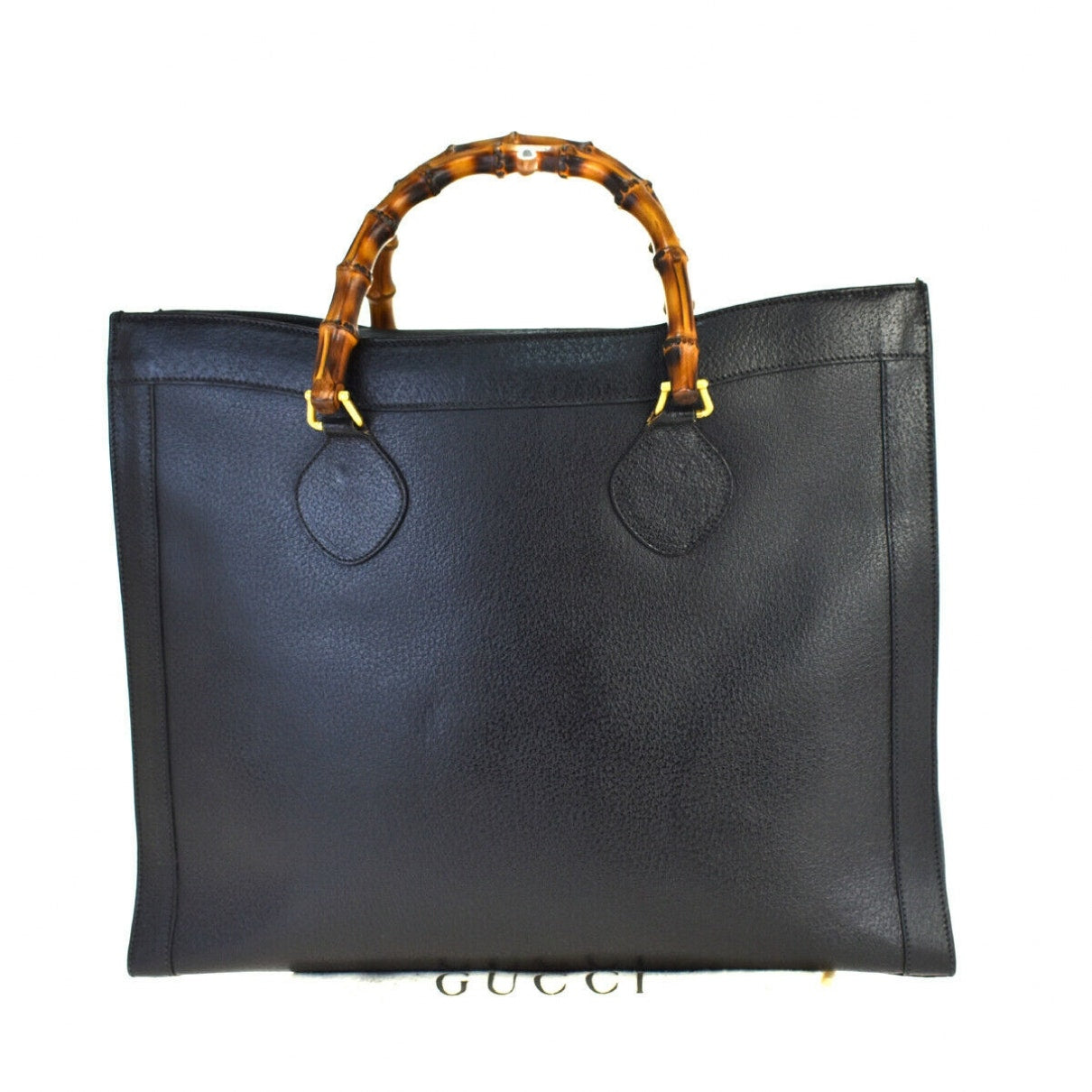 Gucci bamboo black leather handbag