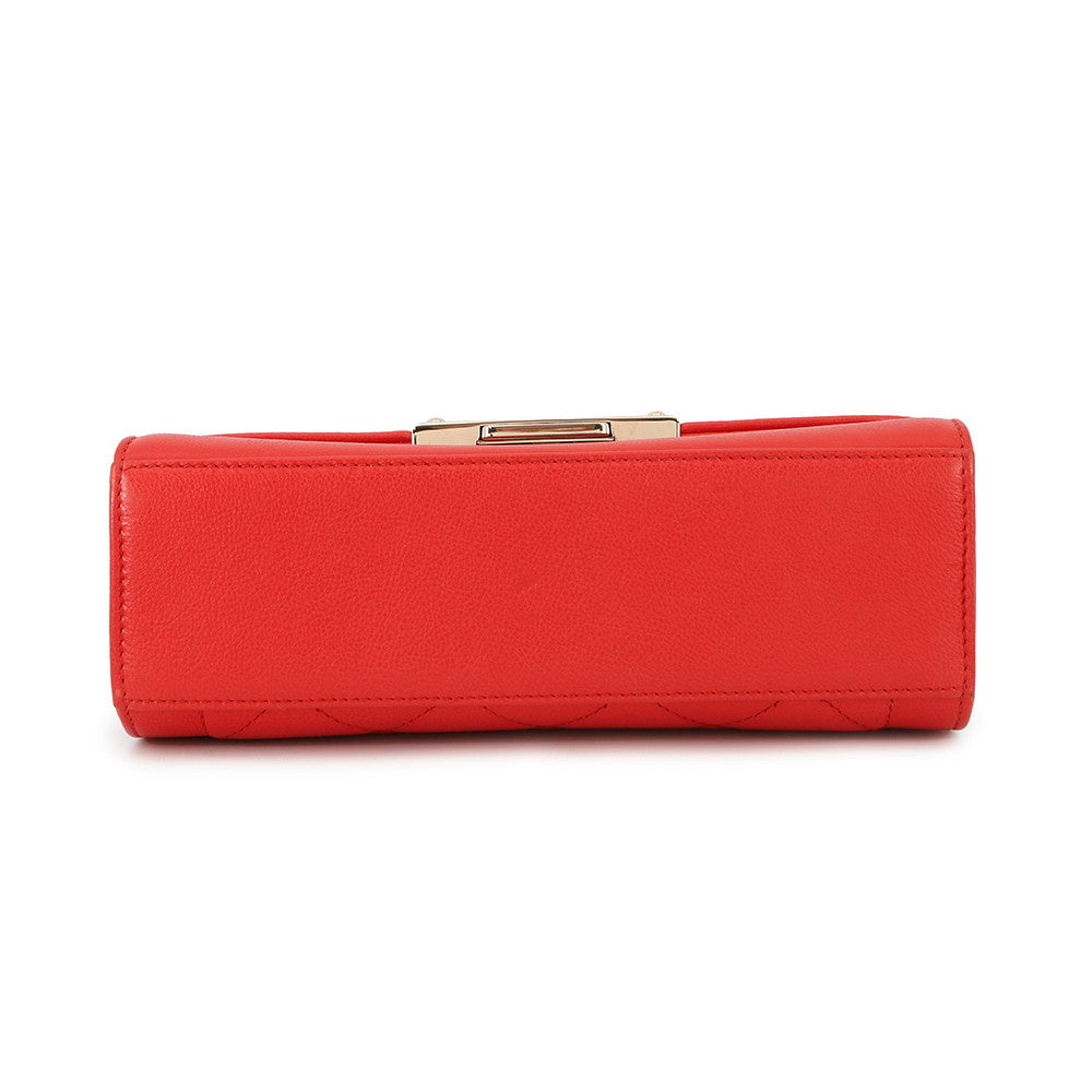 Chanel Clic Label 2-way RedA93701 Leather Handbag