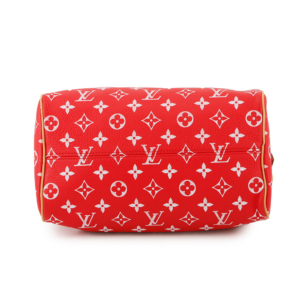 Louis Vuitton Speedy P9 Bandouliere RedM24425 Calf Monogram Leather Handbag