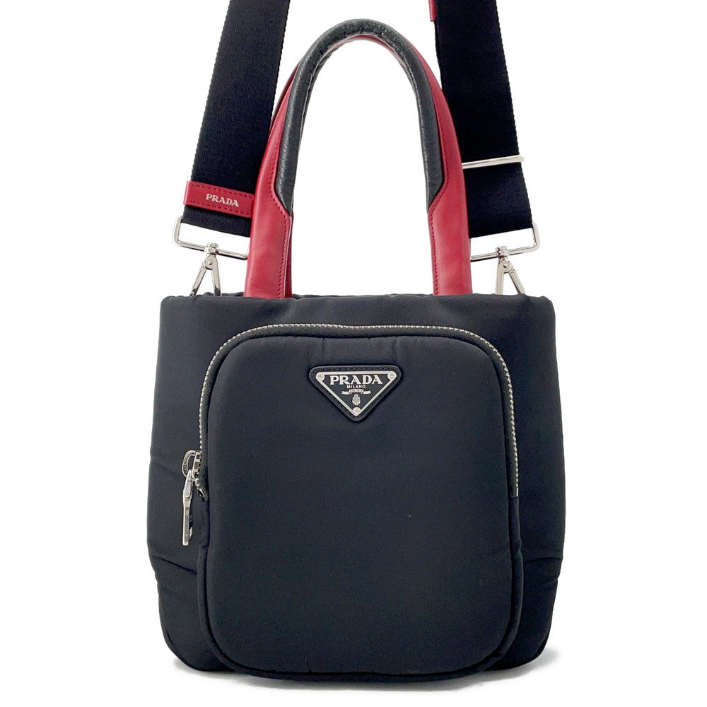 Prada ?Cargo 2way Tote Bag Red1BG270 Leather Nylon Black