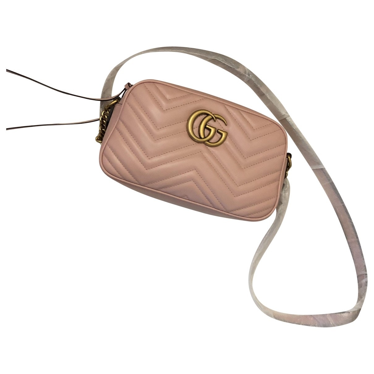 Gucci marmont pink leather handbag