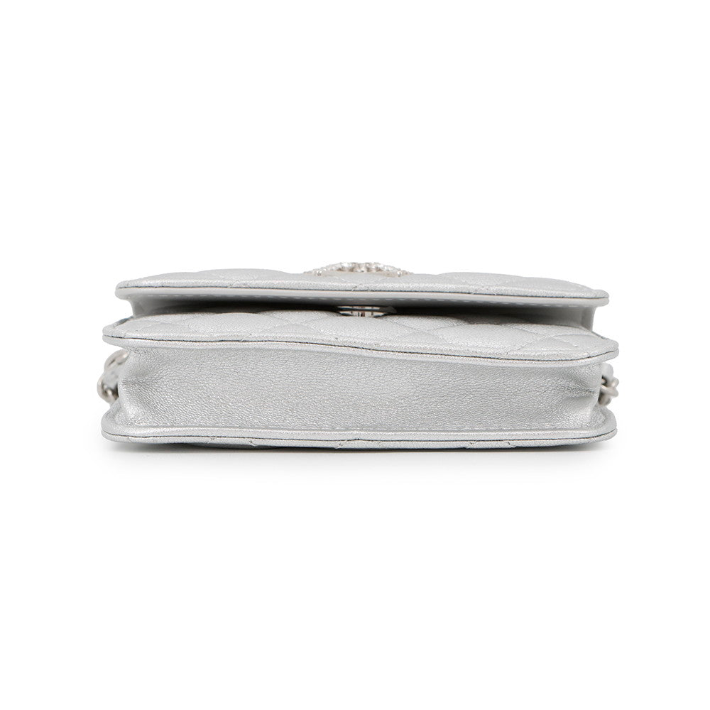 Chanel Novelty Matelasse Lambskin Silver Handbag