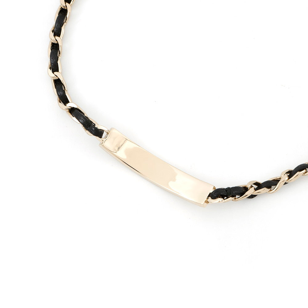 Chanel logo choker BlackAB4711 Plated Gold Leather Handbag