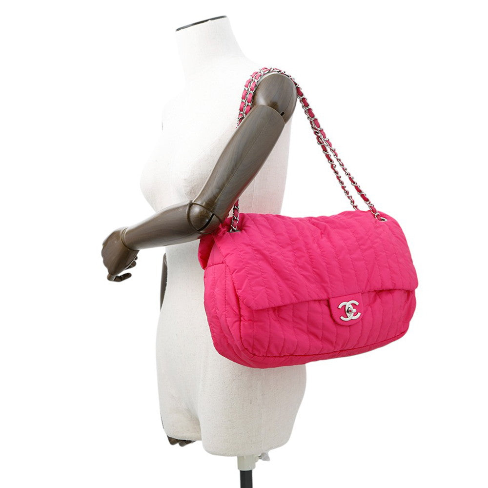 Chanel Mademoiselle ChainShoulder PinkA67080 Nylon Leather Shoulder Bag