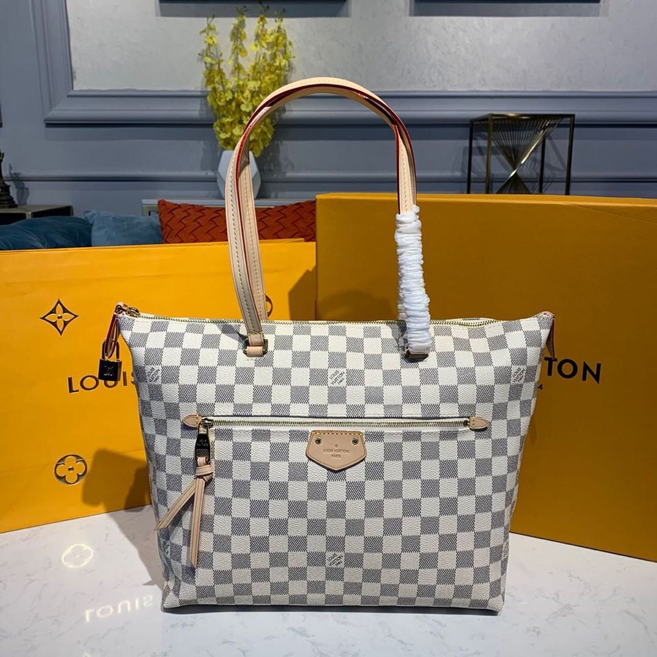Top Quality Lena Mm Damier Azur For Canvas Shoulder Bag