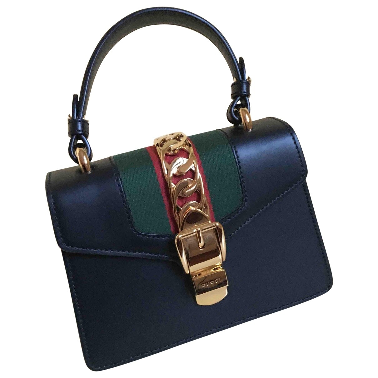 Gucci sylvie black leather handbag