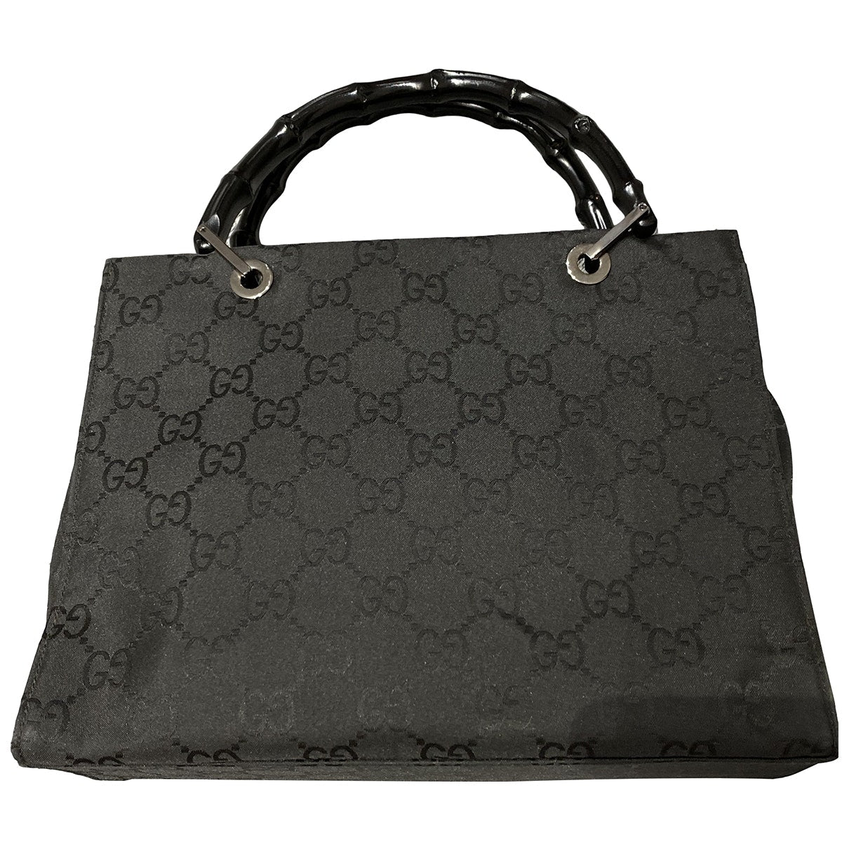 Gucci bamboo black cloth handbag