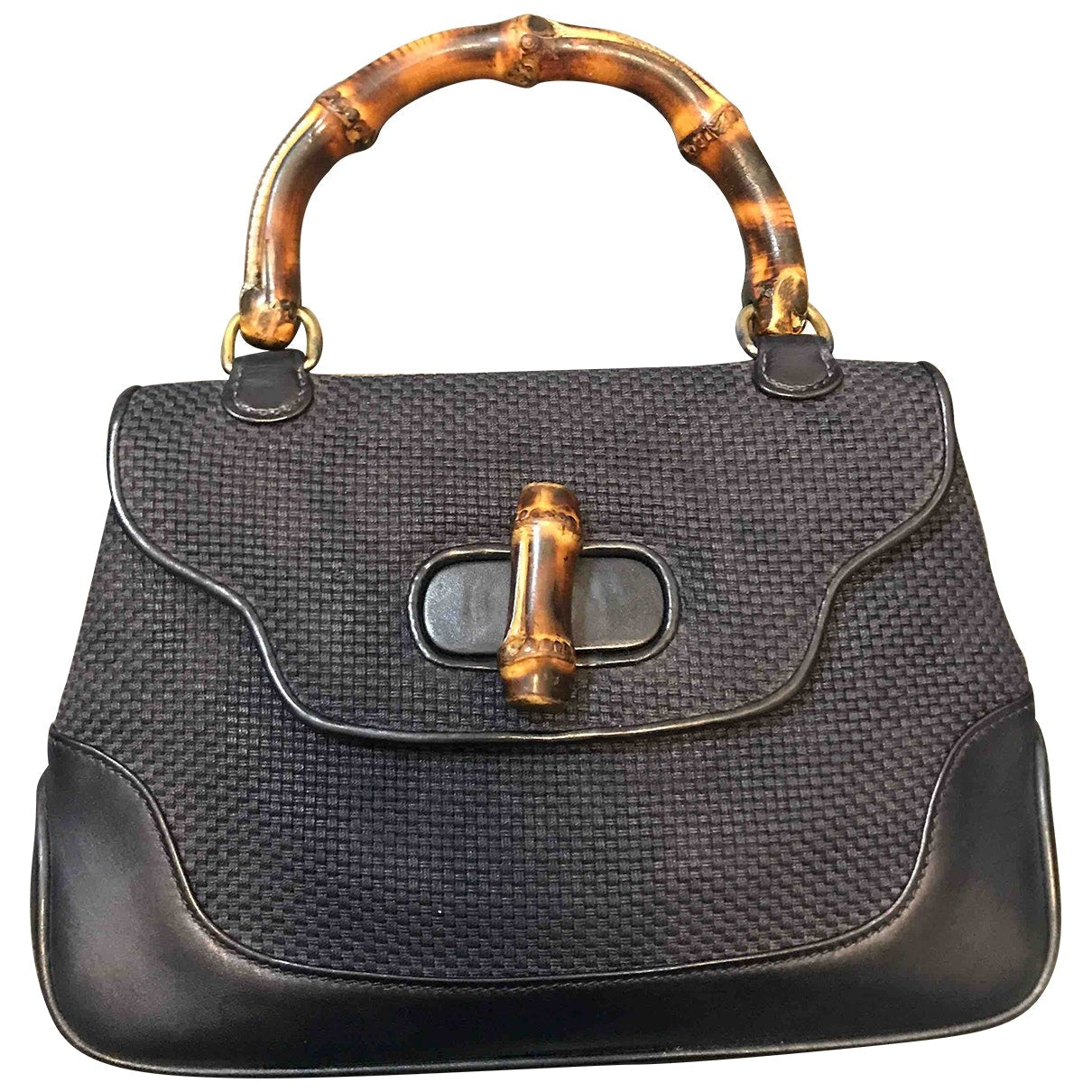 Gucci bamboo blue synthetic handbag