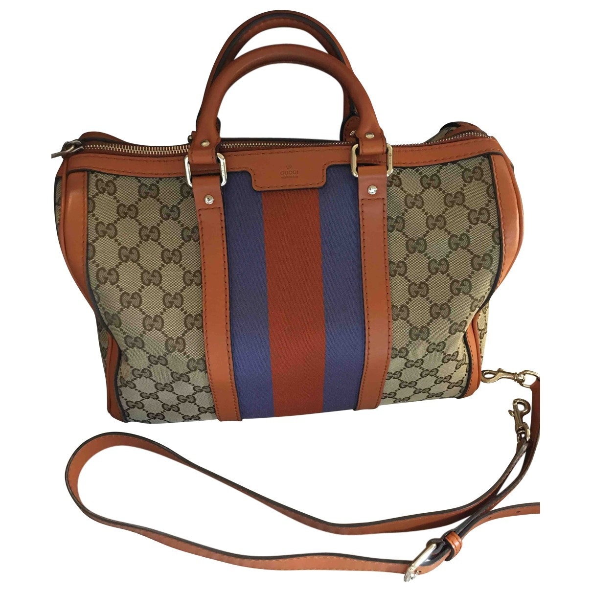 Gucci boston orange cloth handbag