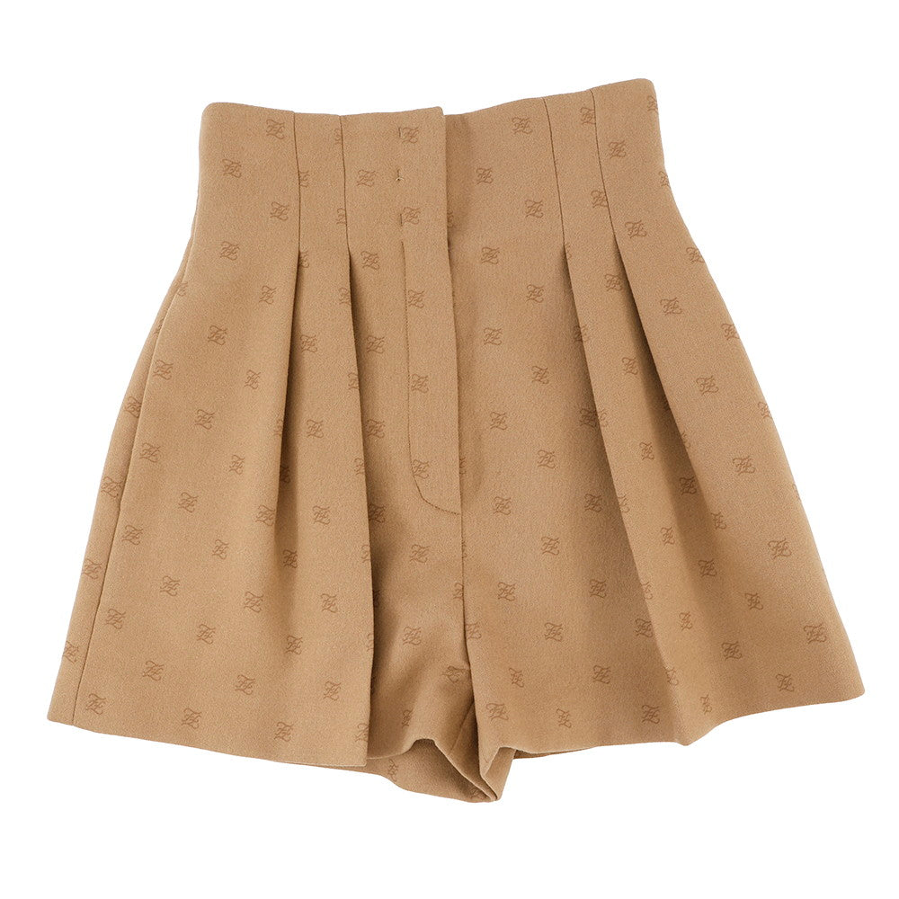 Fendi FF Calligraphy Shorts % Cashmere8% Polyurethane2% Beige Handbag