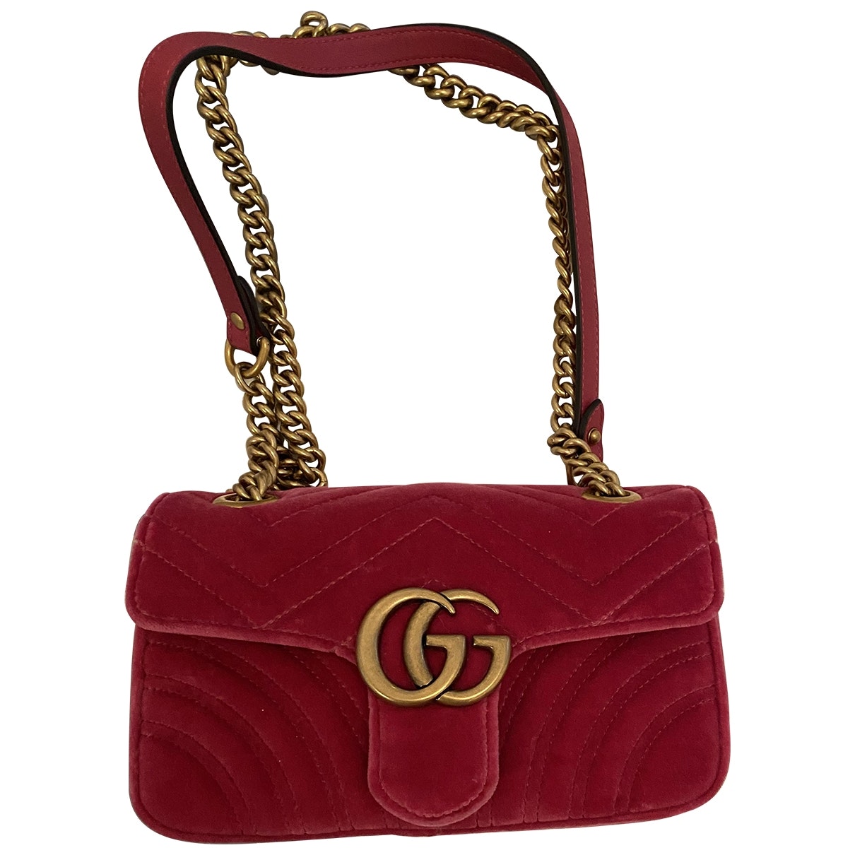 Gucci marmont red velvet handbag