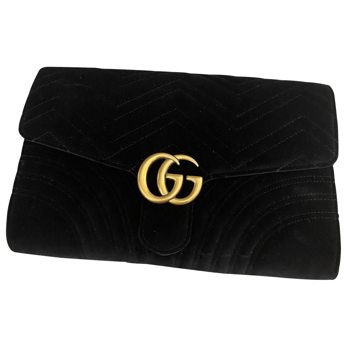Gucci marmont black velvet clutch bag